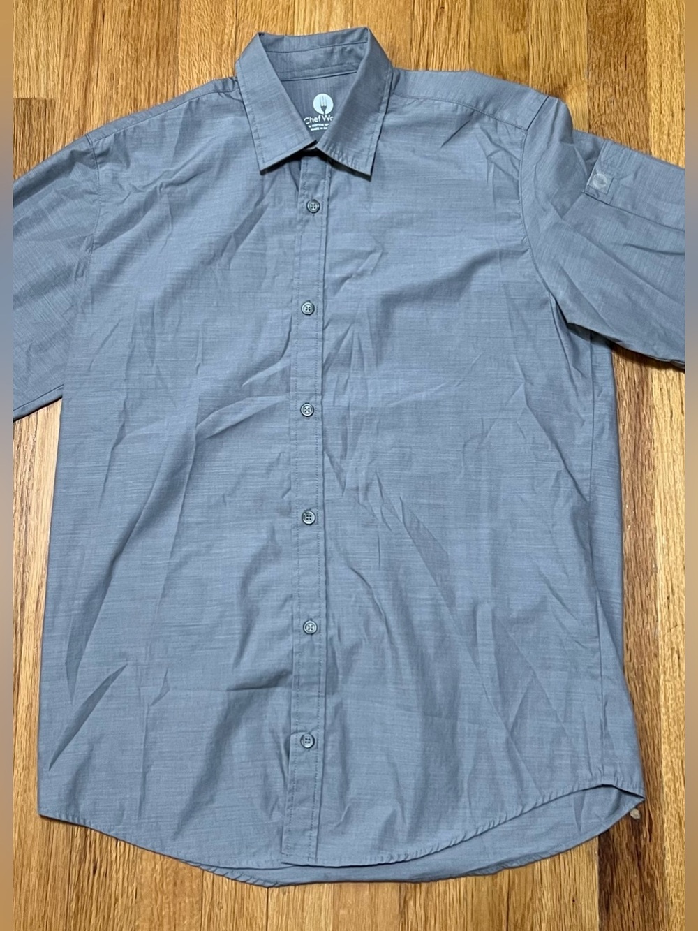 Long-Sleeve Grey Service Shirt, by Chef Works - Men's Medium